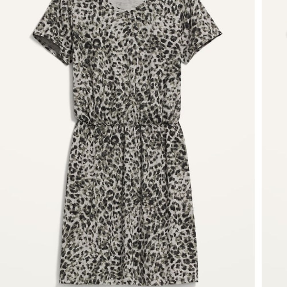 BLACK & WHITE LEOPARD PRINT SHIRT DRESS - Picture 2 of 2